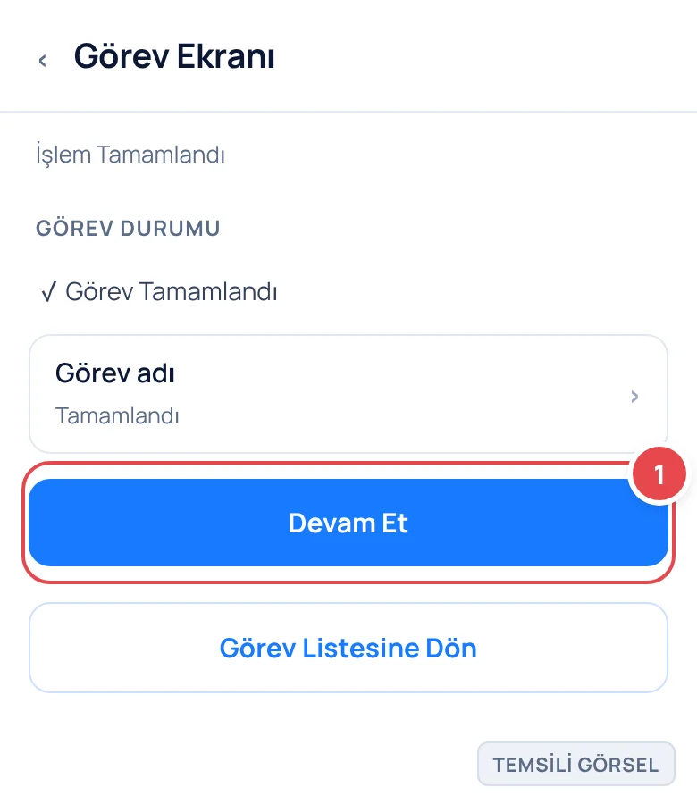 Temsili görsel: Among Us mobil görev ekranı; ortada yeşil renkli bir onay işareti ve 'Görev Tamamlandı' yazısı görünüyor, altında görev adı ve durumu 'Tamamlandı' olarak listeleniyor, alt kısımda 'Dev